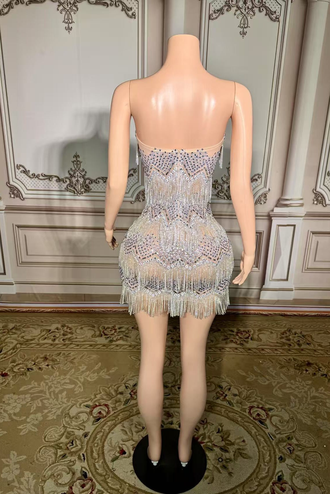 Strapless Mini Homecoming Dress Silver Cocktail 1920s Party Dress with Fringes