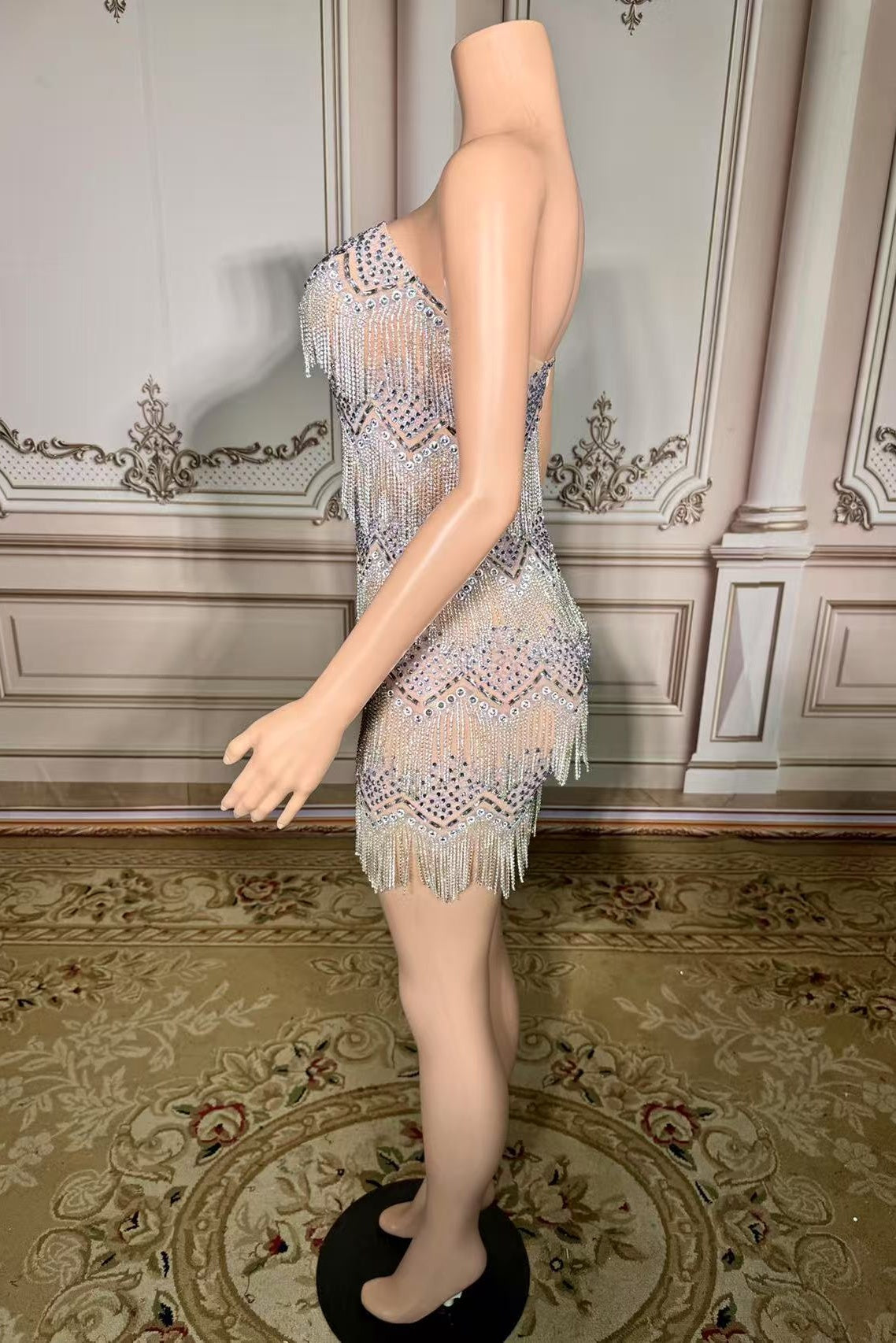 Strapless Mini Homecoming Dress Silver Cocktail 1920s Party Dress with Fringes