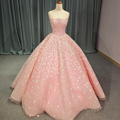 Strapless Pink Quinceanera Dress Sequined Ball Gown Sweet 16 Dress