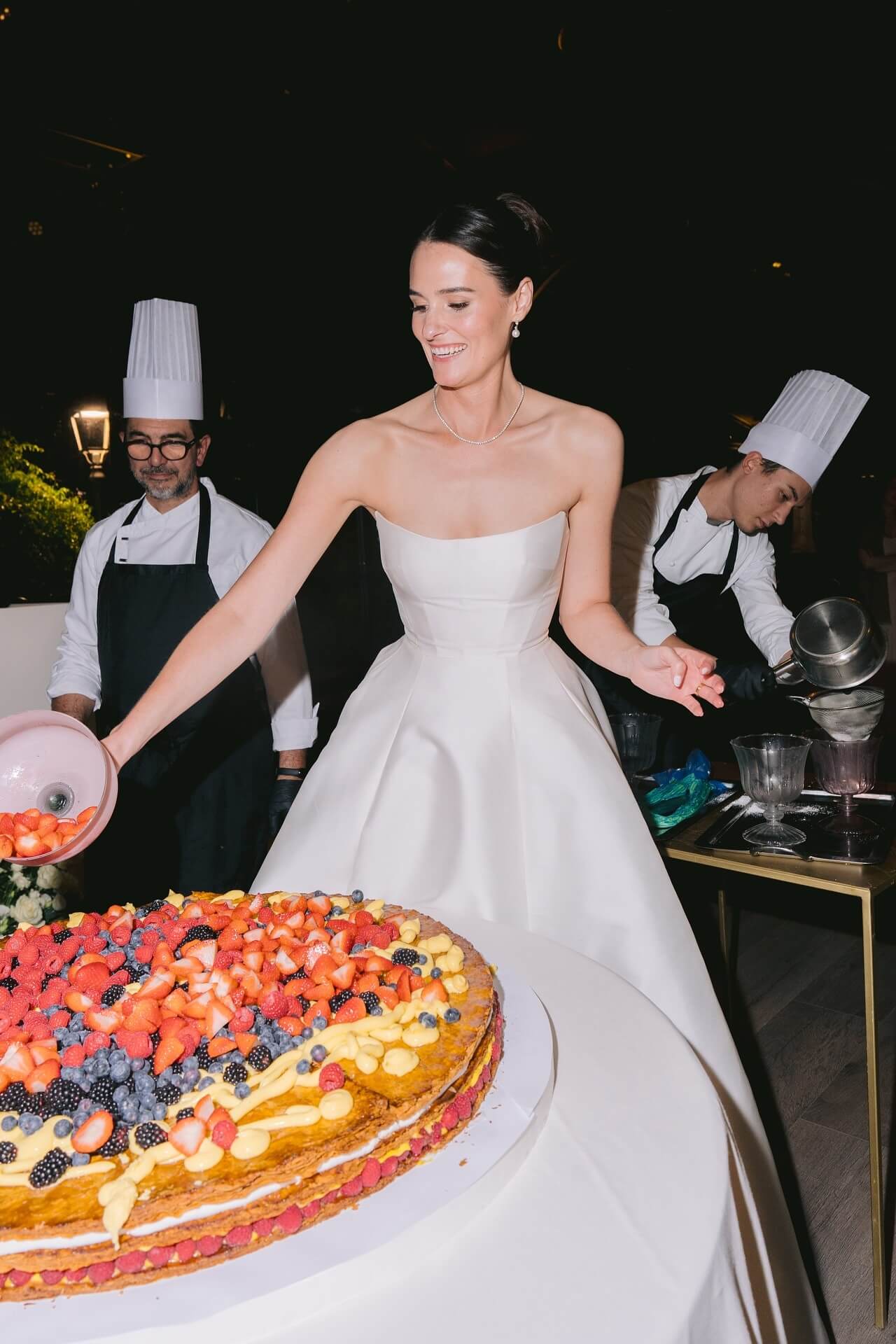 Strapless Satin Wedding Dress A Line Sleeveless Bridal Gown with Detachable Lace Top