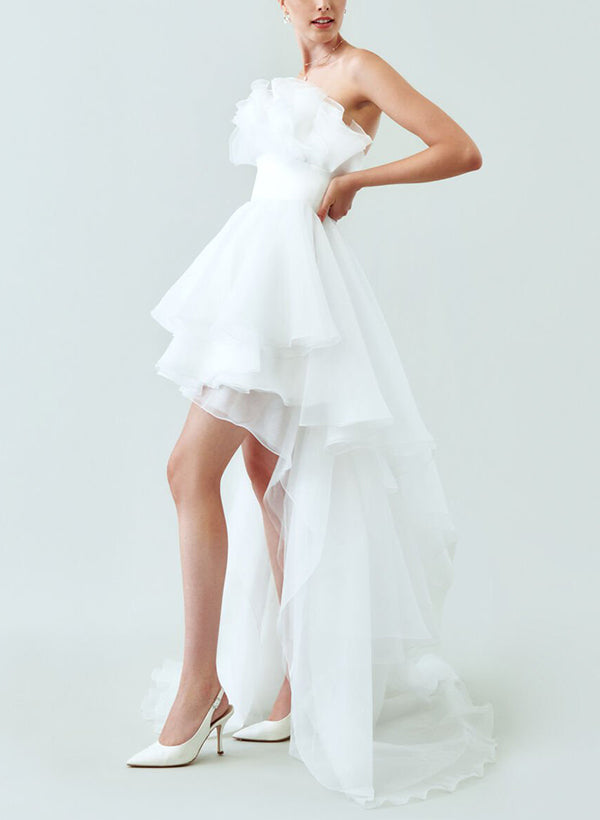 Strapless Sleeveless Sweep Train Wedding Dress