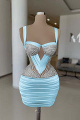 Straps Sleeveless Homecoming Dress Short Cocktail Dress With Pleated Beading
