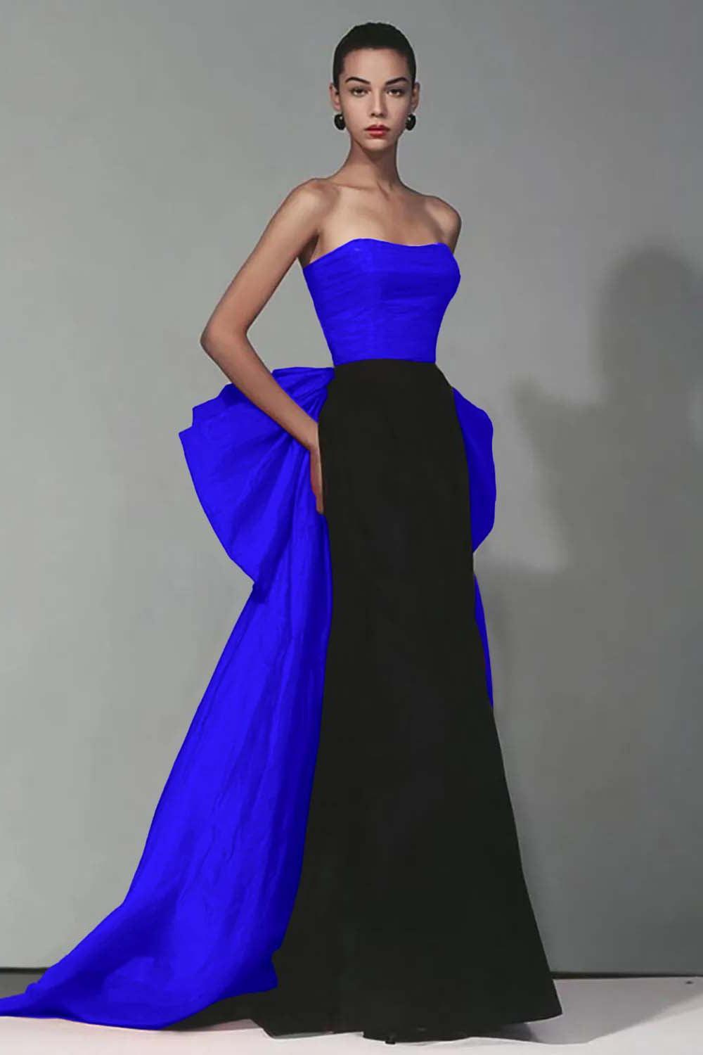 Dressystars Stunning Black And Red Strapless Long Mermaid Prom Dress With Bow