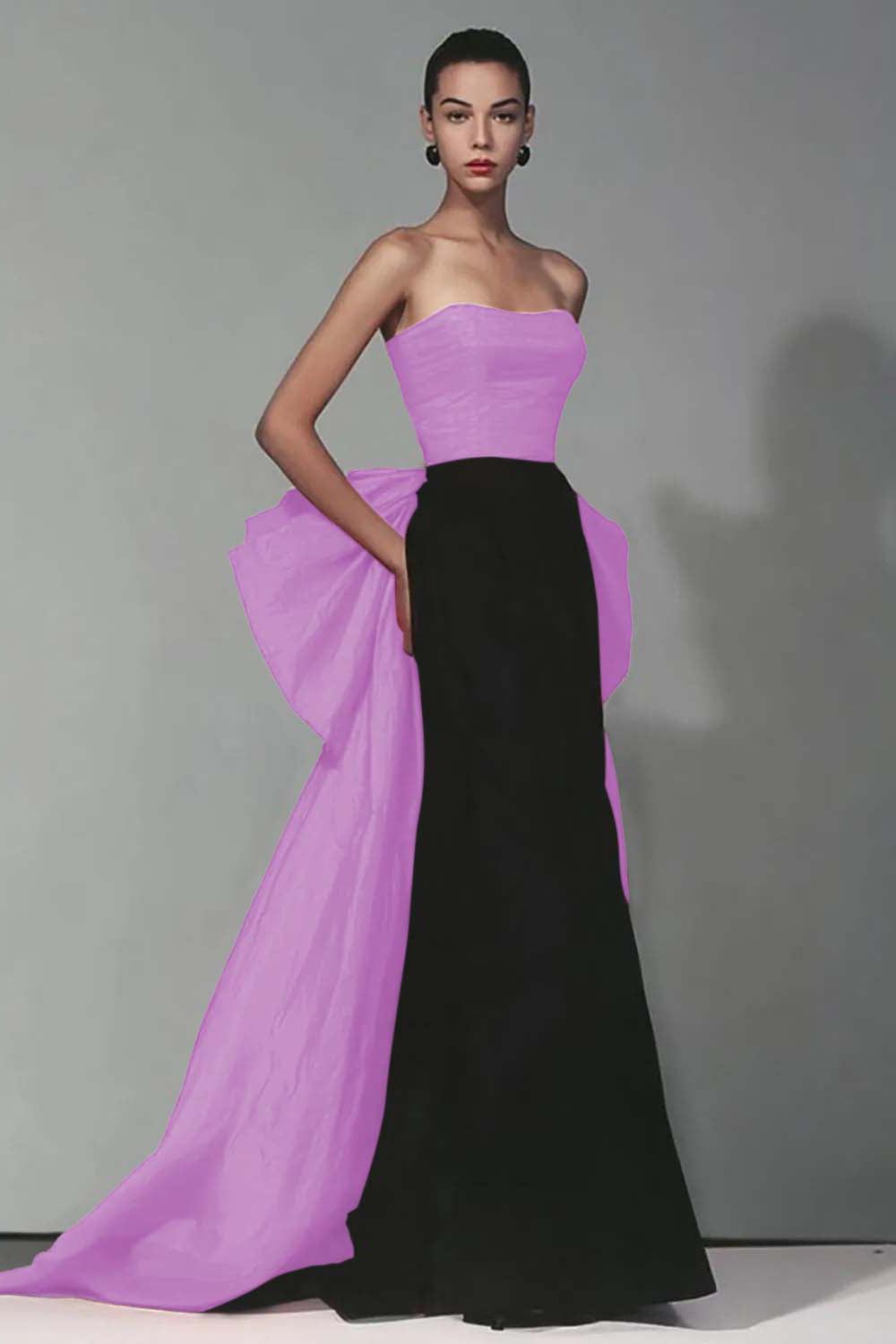 Dressystars Stunning Black And Red Strapless Long Mermaid Prom Dress With Bow