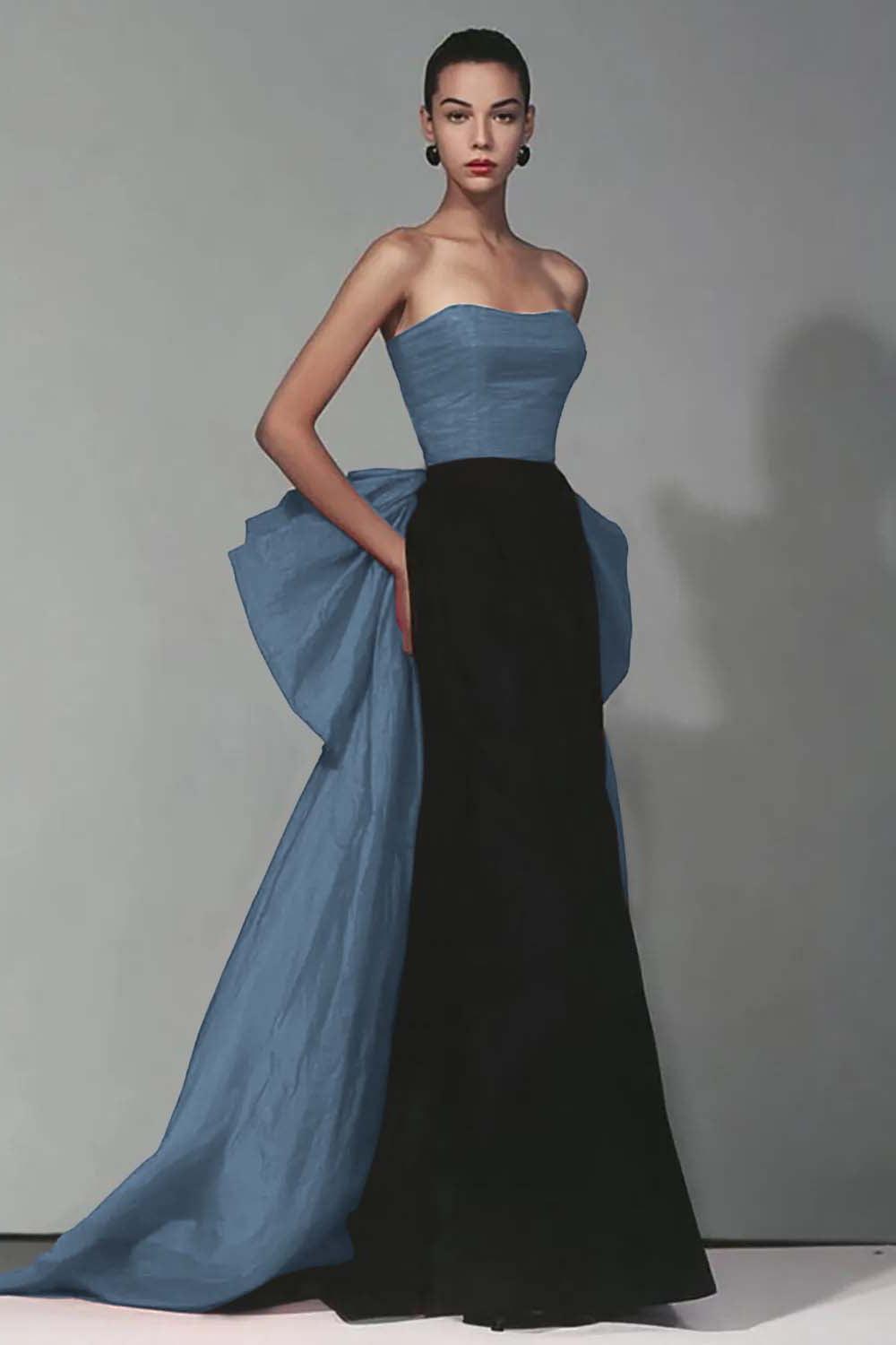Dressystars Stunning Black And Red Strapless Long Mermaid Prom Dress With Bow