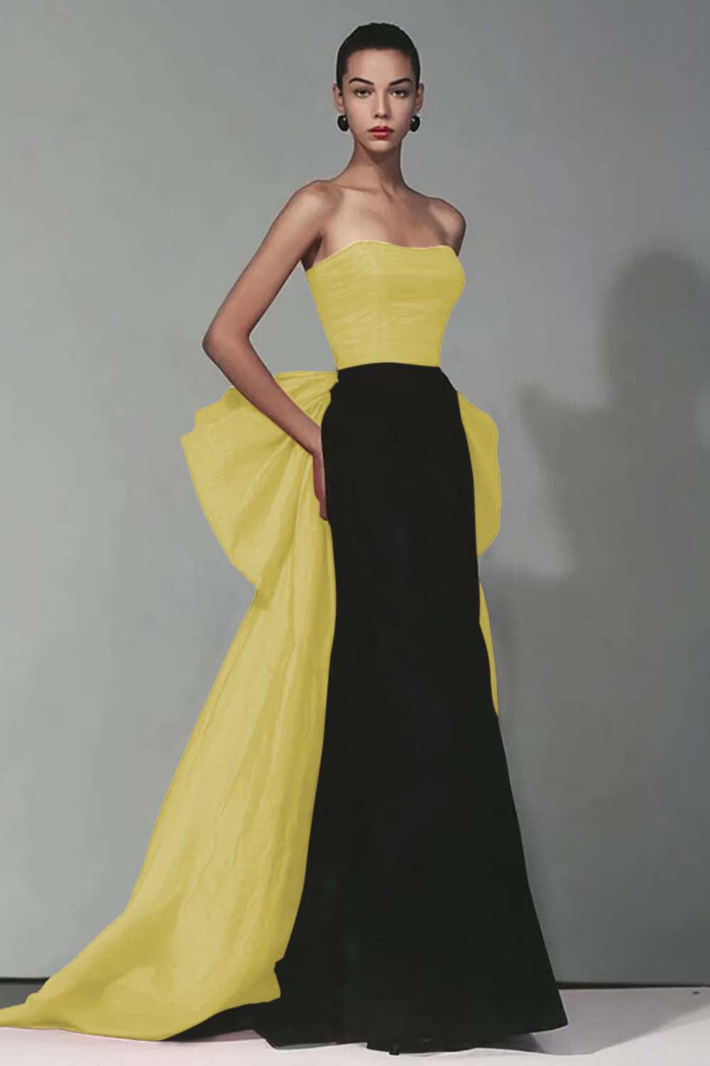 Dressystars Stunning Black And Red Strapless Long Mermaid Prom Dress With Bow