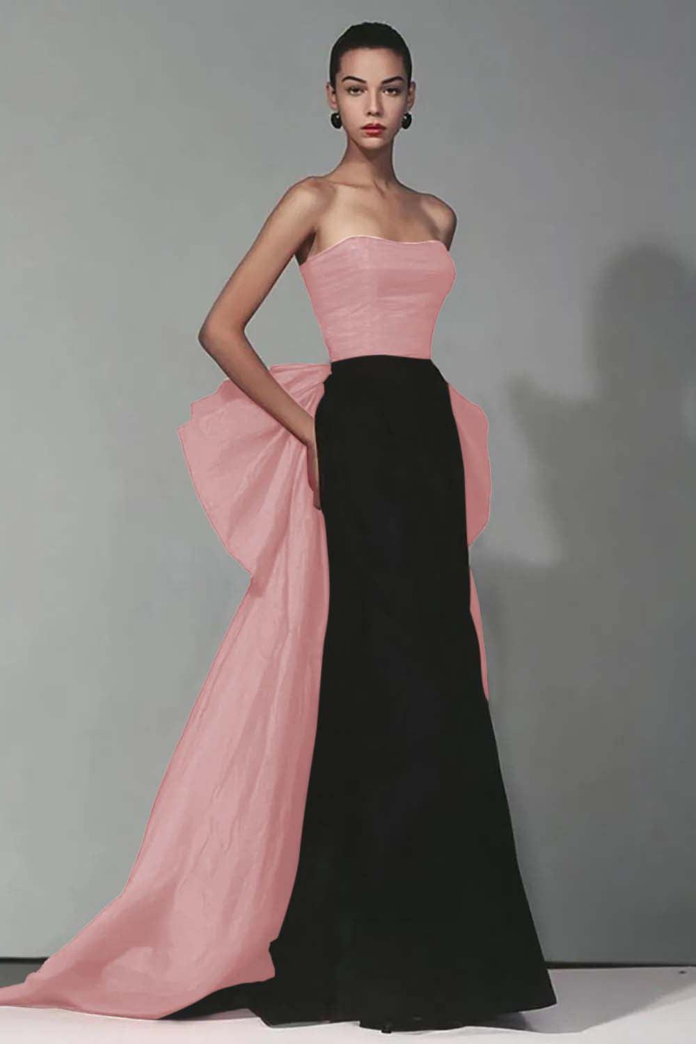 Dressystars Stunning Black And Red Strapless Long Mermaid Prom Dress With Bow