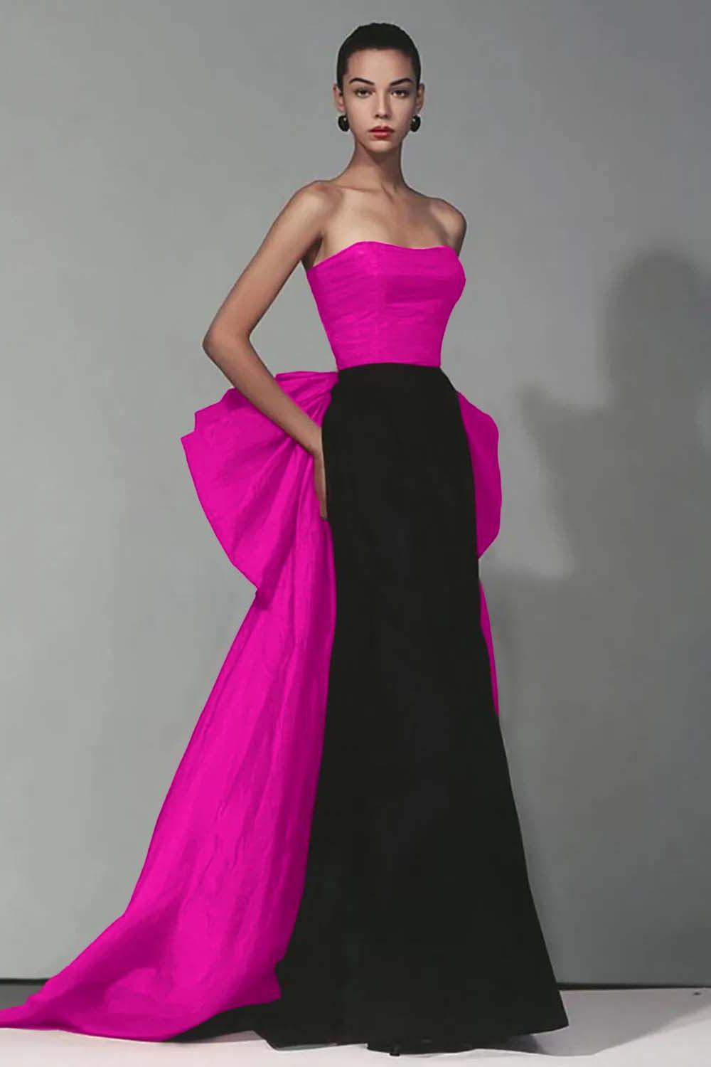 Dressystars Stunning Black And Red Strapless Long Mermaid Prom Dress With Bow