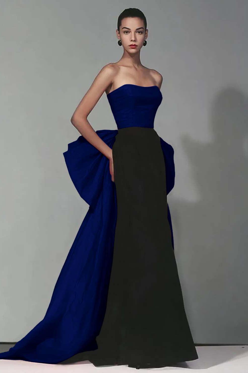 Dressystars Stunning Black And Red Strapless Long Mermaid Prom Dress With Bow