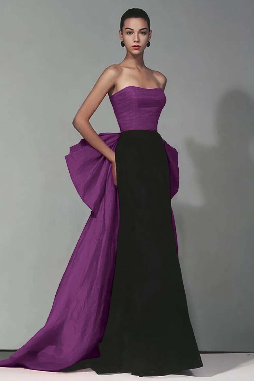 Dressystars Stunning Black And Red Strapless Long Mermaid Prom Dress With Bow