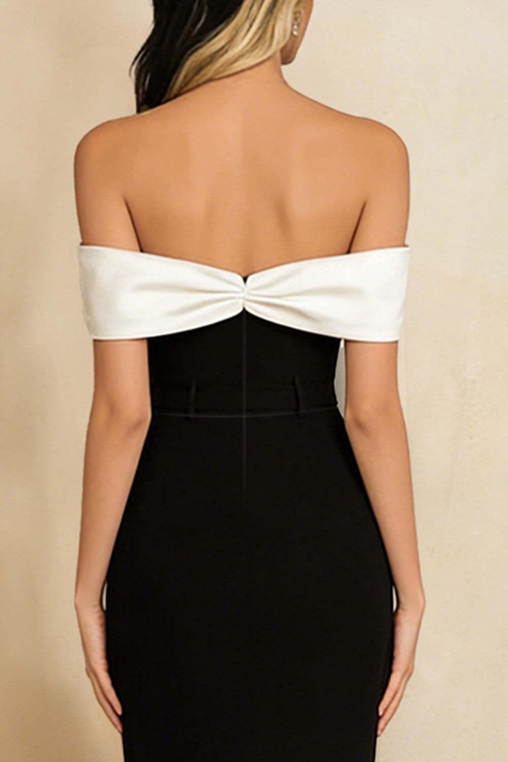 Dressystars Stunning Black And White Off The Shoulder Long Mermaid Prom Dress