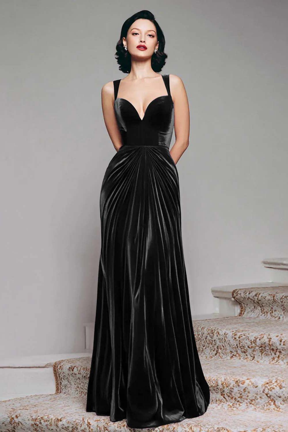Dressystars Stunning Burgundy Velvet Mermaid Thick Straps Long Prom Dress