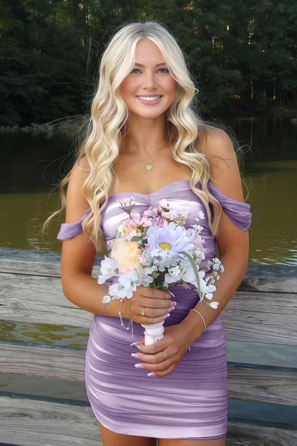 Stylish Sheath Off the Shoulder Pink Short Homecoming Dress with Ruched