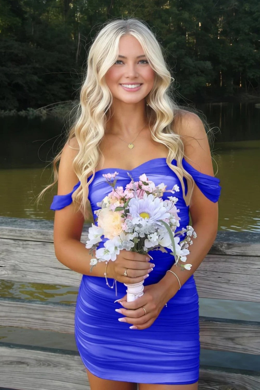 Stylish Sheath Off the Shoulder Pink Short Homecoming Dress with Ruched