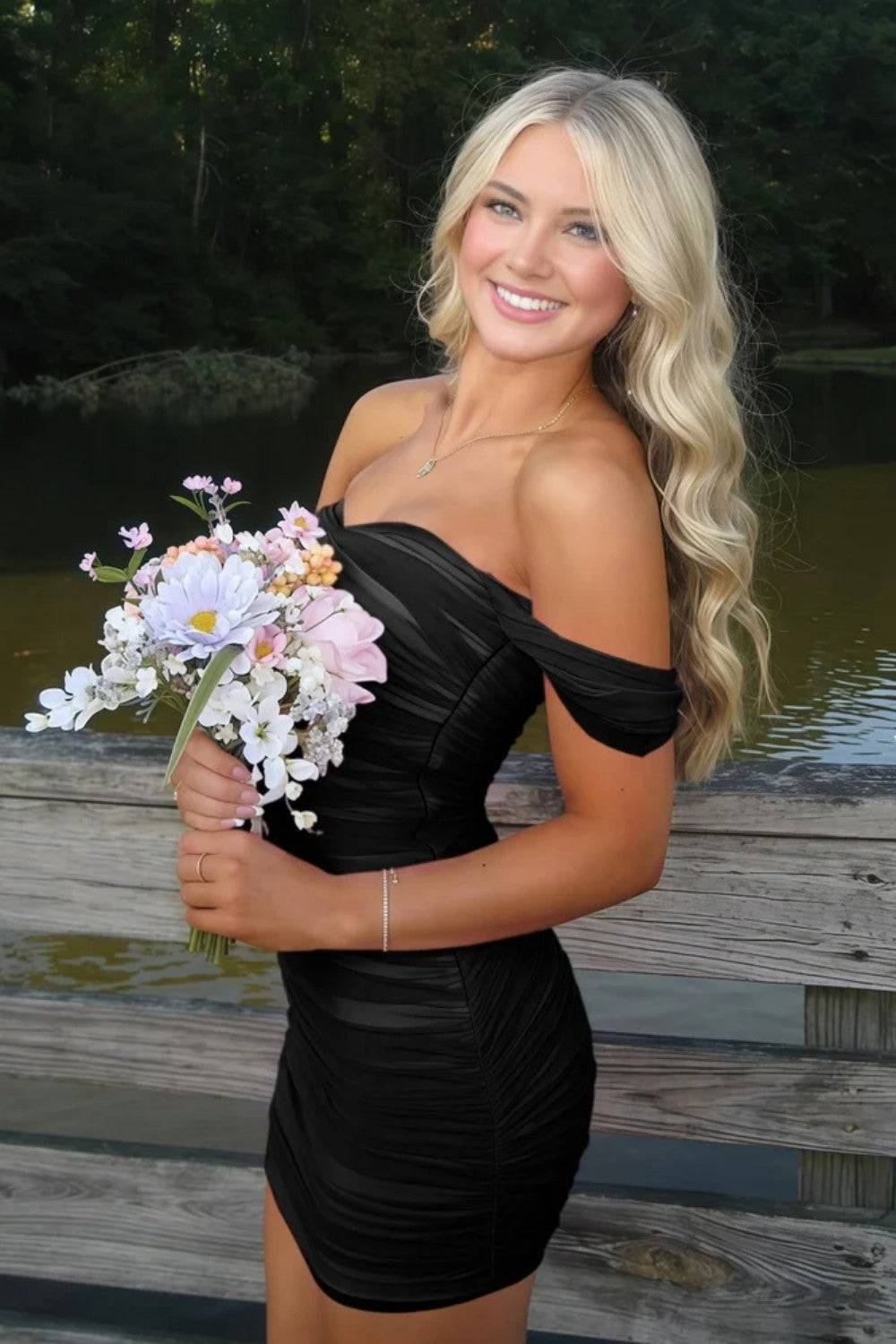 Stylish Sheath Off the Shoulder Pink Short Homecoming Dress with Ruched