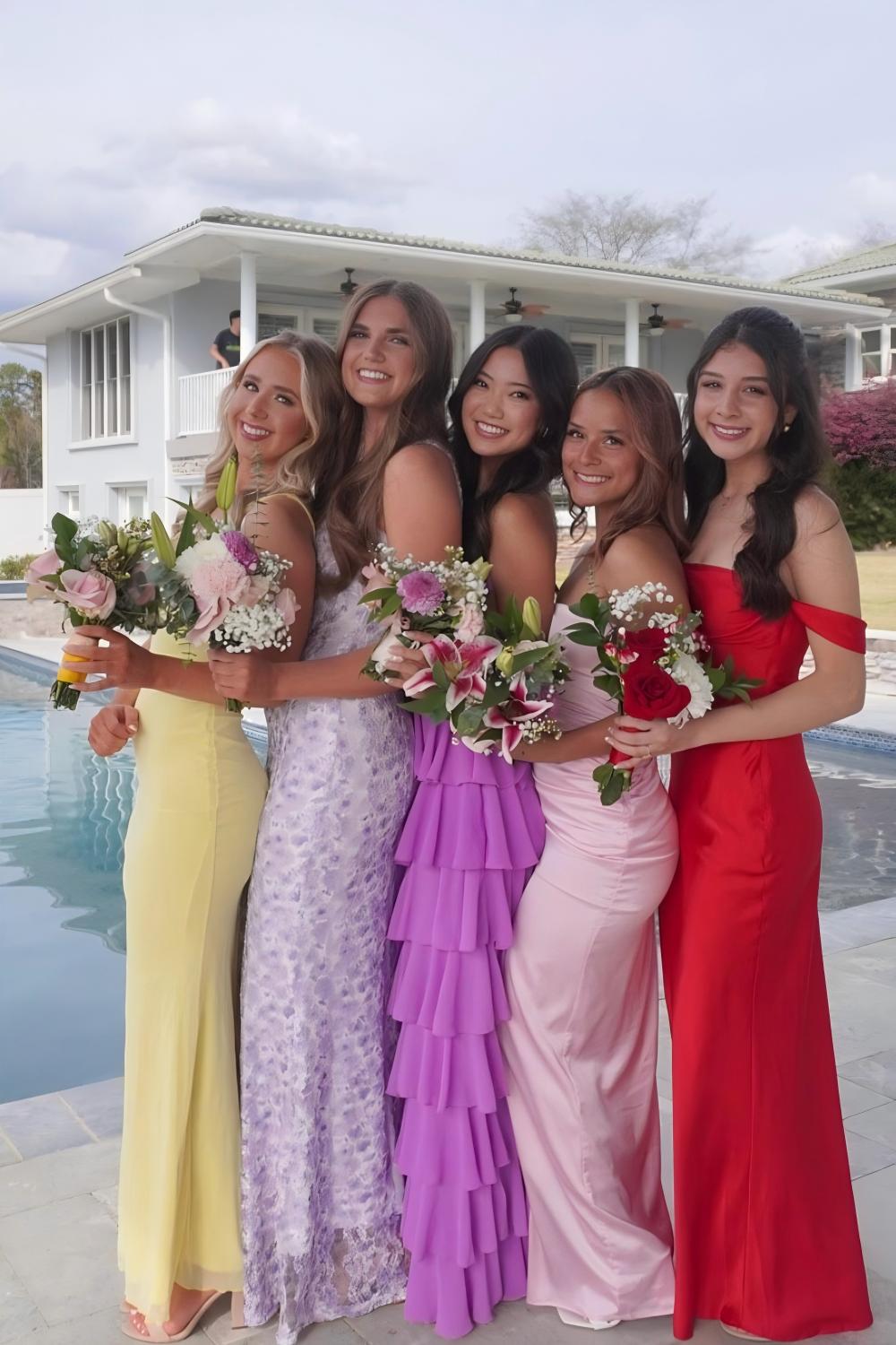 Dressystars Stylish A Line Strapless Purple Long Prom Dress With Ruffles Split Front Formal Evening Gown