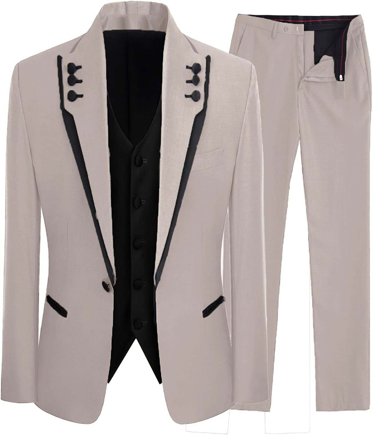 Stylish Flesh Shawl Lapel 3 Piece Prom Suit