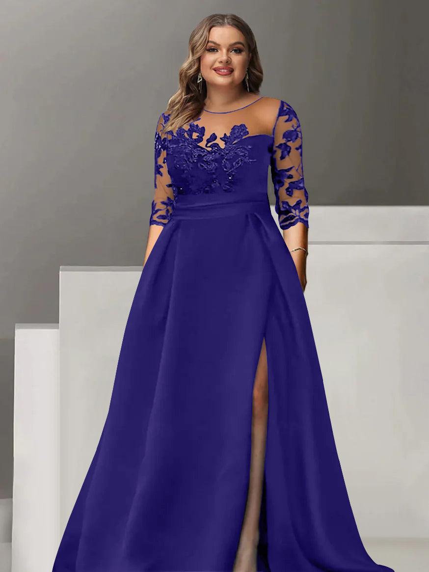 mother of the bride dresses plus size purple Faeriesty Mosy Plus Size Long Sleeve Crossover Neckline Trim Hem Mother Of The Bride Dress Party Wedding Spring