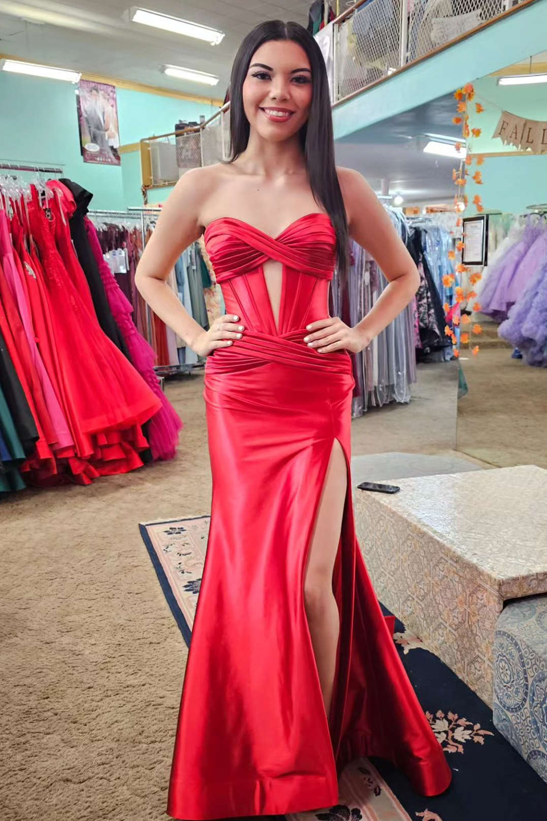Sweetheart Collar Prom Dress Satin Mermaid Long Evening Dress