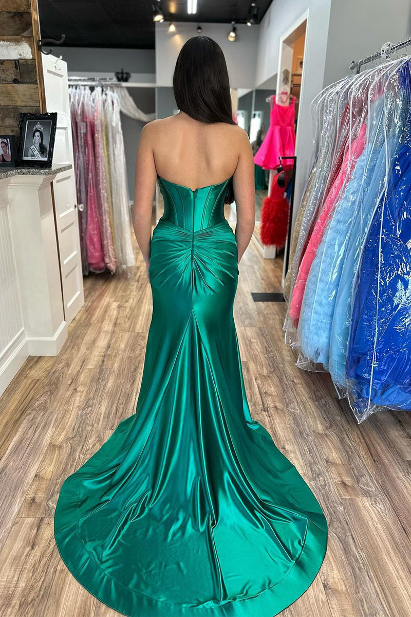 Sweetheart Collar Prom Dress Satin Mermaid Long Evening Dress