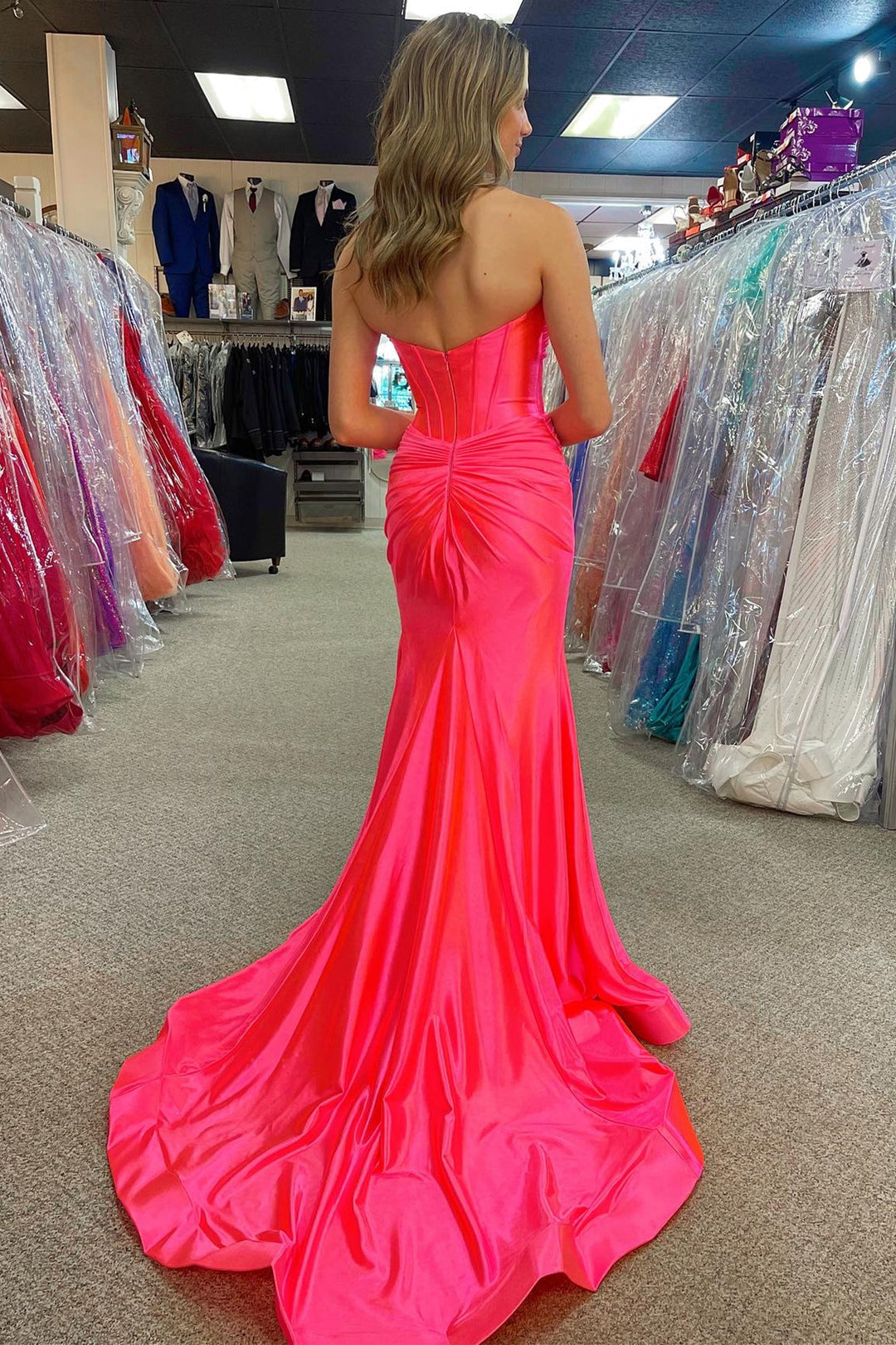 Sweetheart Collar Prom Dress Satin Mermaid Long Evening Dress