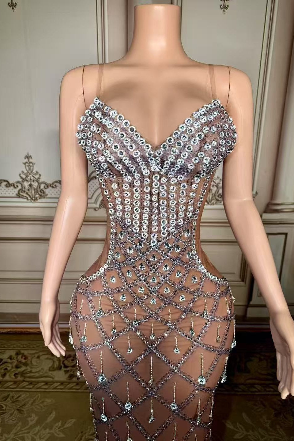 Sweetheart Neck Beaded Prom Dress Sleeveless Mermaid Formal Evening Dress