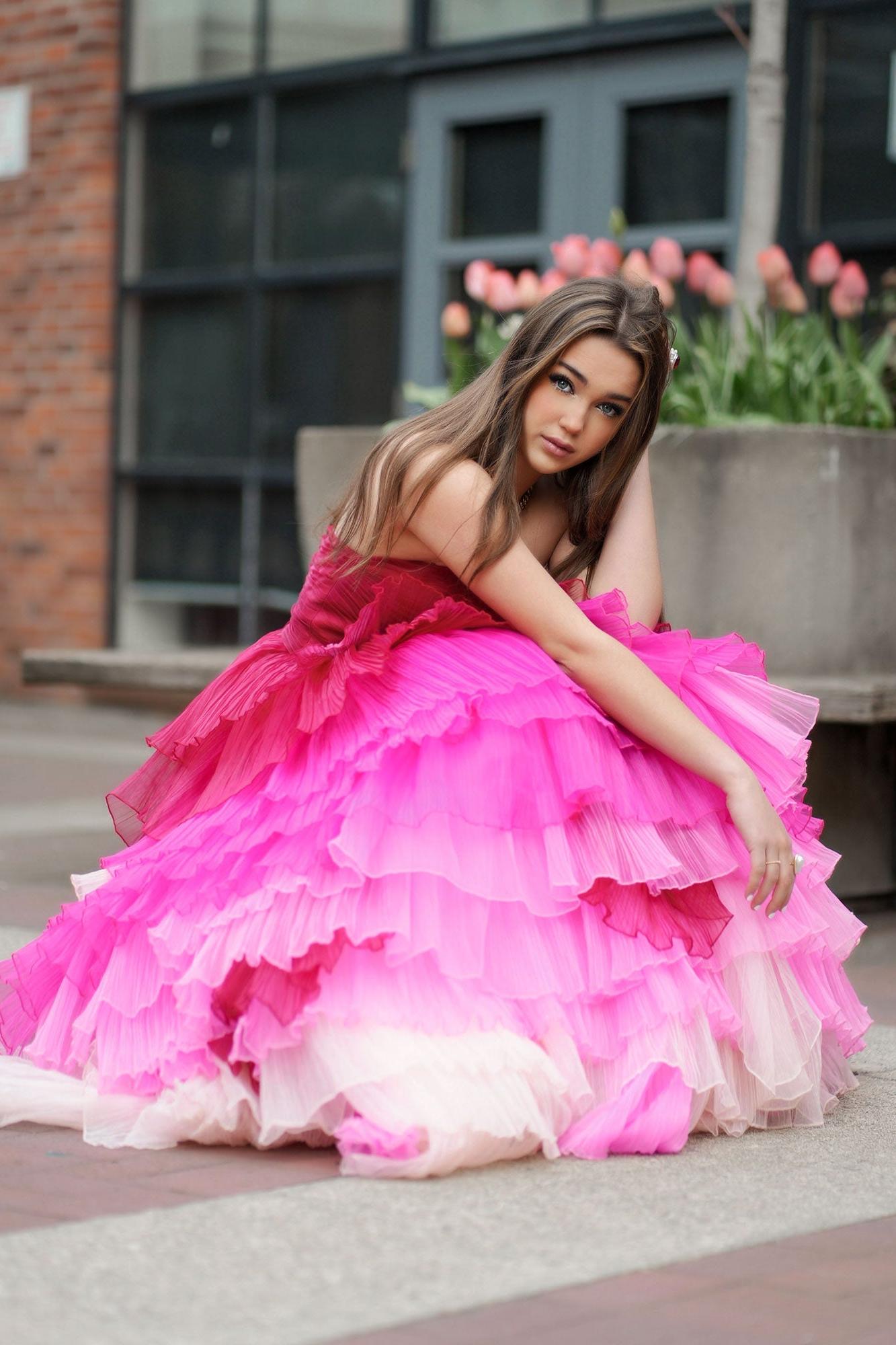 Sweetheart Neck Prom Dress Pleated Bodice Long Evening Dress with Ruffles