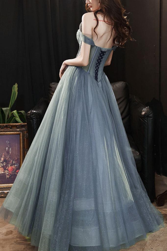 Sweetheart Neck Prom Dress Tulle Long Formal Dress Evening Dress
