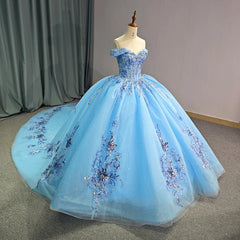 Sweetheart Quinceanera Dress Ball Gown Romantic Beading Off The Shoulder Sweet 16 Dress
