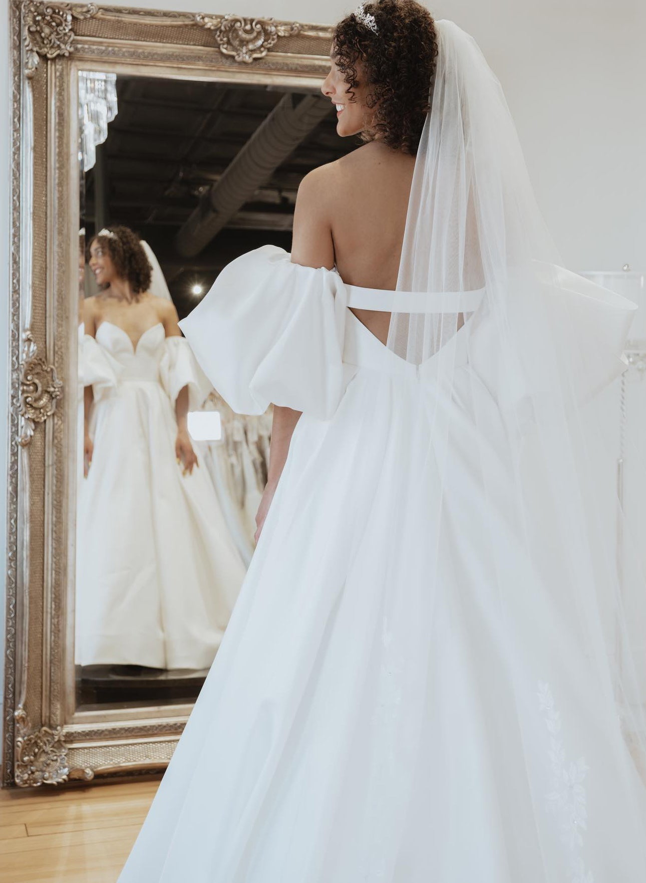 Sweetheart Satin Wedding Dress With Short Sleeves