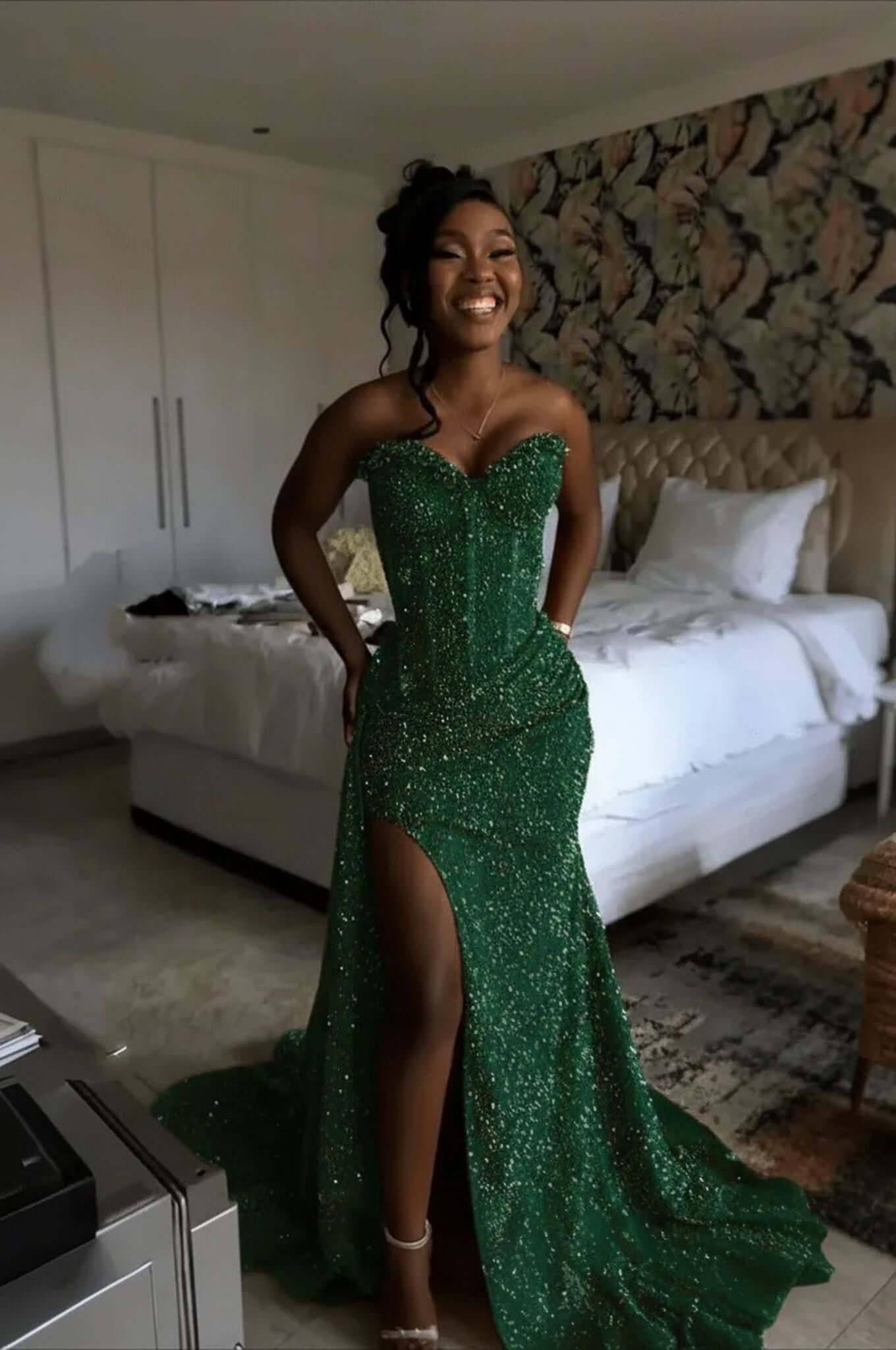 Orange Mermaid Prom Dress Sleeveless Sweetheart Formal Dress With Sequins