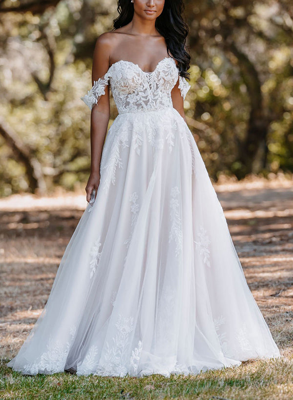 Sweetheart Sleeveless Sweep Train Wedding Dress