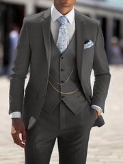 Tailored Fit Men's 3-Piece Single Breasted Two-Button Wedding Suit