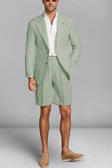 Tailored Fit Men's Wedding Shorts In Striped Two-Button Single Breasted Pair