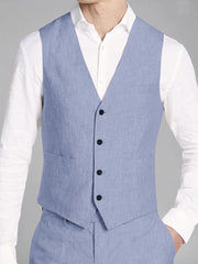 Tailored Fit Sky Blue Men's Two-Button Single Breasted 3-Piece Casual Business Suit