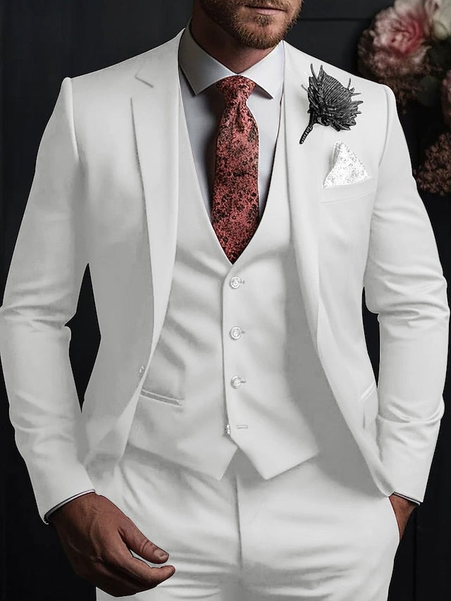 Three-Button Single Breasted Tailored Fit Wedding Suit For Men
