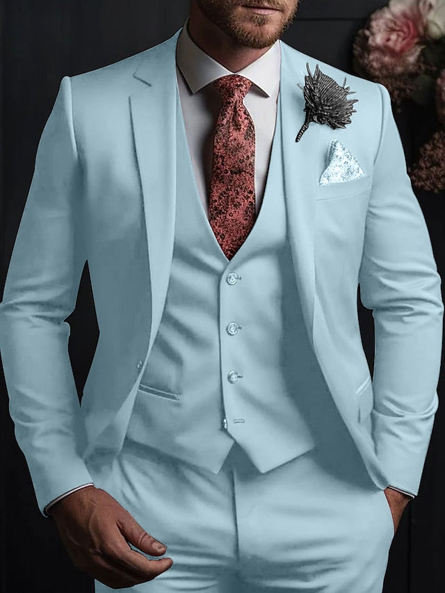 Three-Button Single Breasted Tailored Fit Wedding Suit For Men