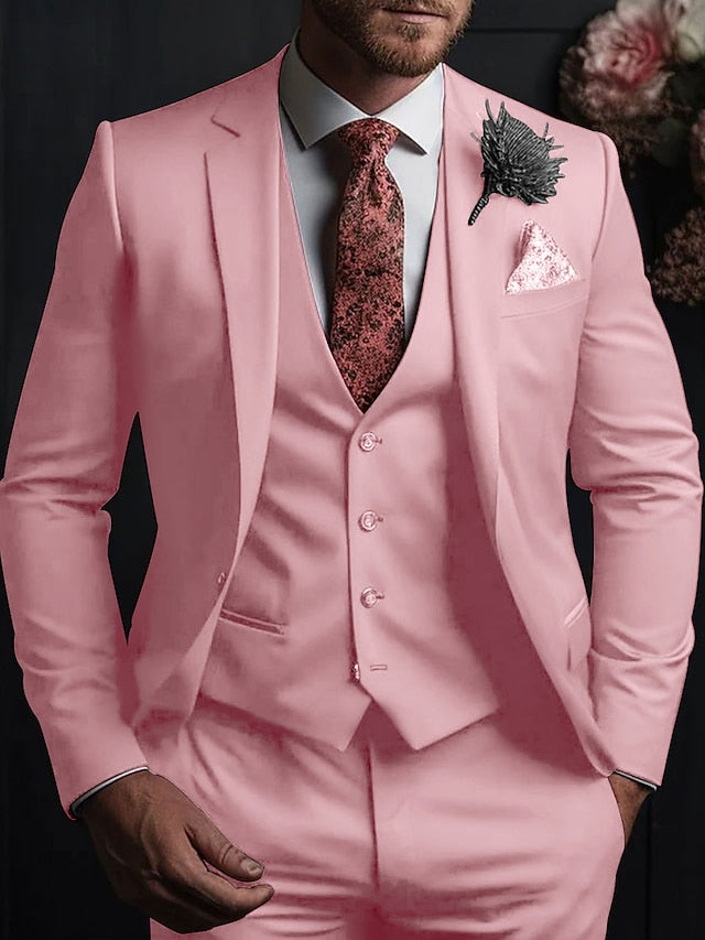 Three-Button Single Breasted Tailored Fit Wedding Suit For Men