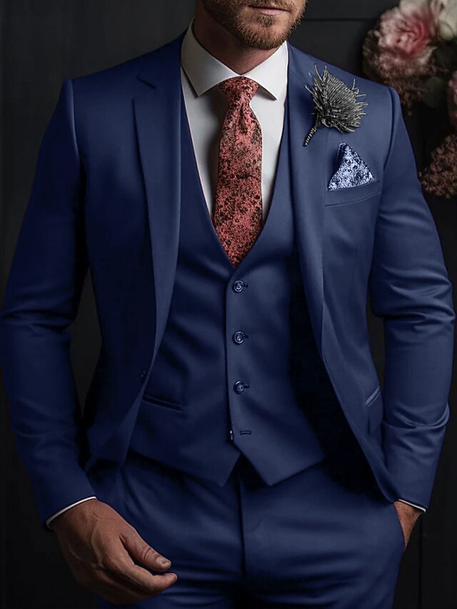 Three-Button Single Breasted Tailored Fit Wedding Suit For Men