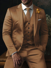 Three-Piece Plaid Wedding Suit For Men Single-Breasted With Two Buttons