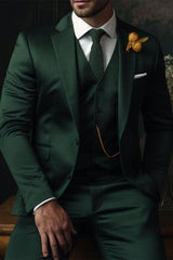 Three-Piece Plaid Wedding Suit For Men Single-Breasted With Two Buttons