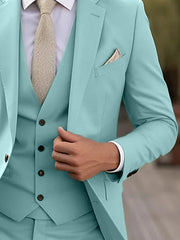 Three-Piece Single-Breasted Tailored Fit Wedding Suit For Men With Two Buttons