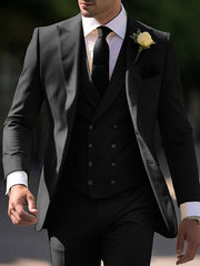 Three-Piece Tailored Fit Single-Breasted Wedding Suit For Men With Two Buttons