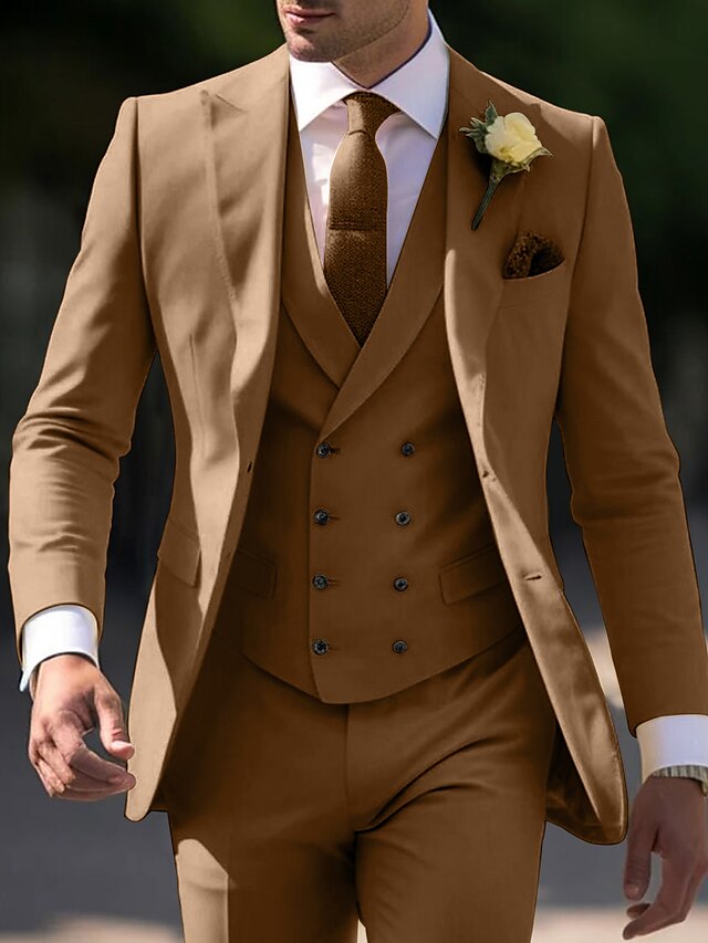 Three-Piece Tailored Fit Single-Breasted Wedding Suit For Men With Two Buttons