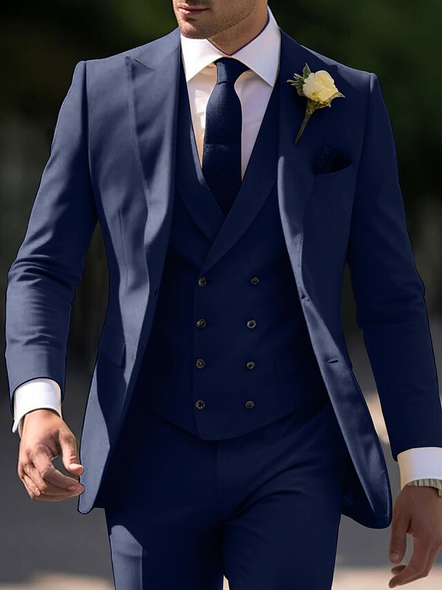 Three-Piece Tailored Fit Single-Breasted Wedding Suit For Men With Two Buttons