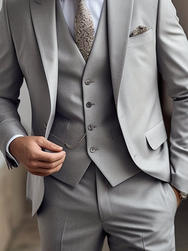 Three-Piece Wedding Suit For Men In Tailored Fit With Single Breast And Two Buttons