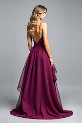 Tiered Asymmetrical Dark Purple Wedding Guest Dress A Line Formal Dress