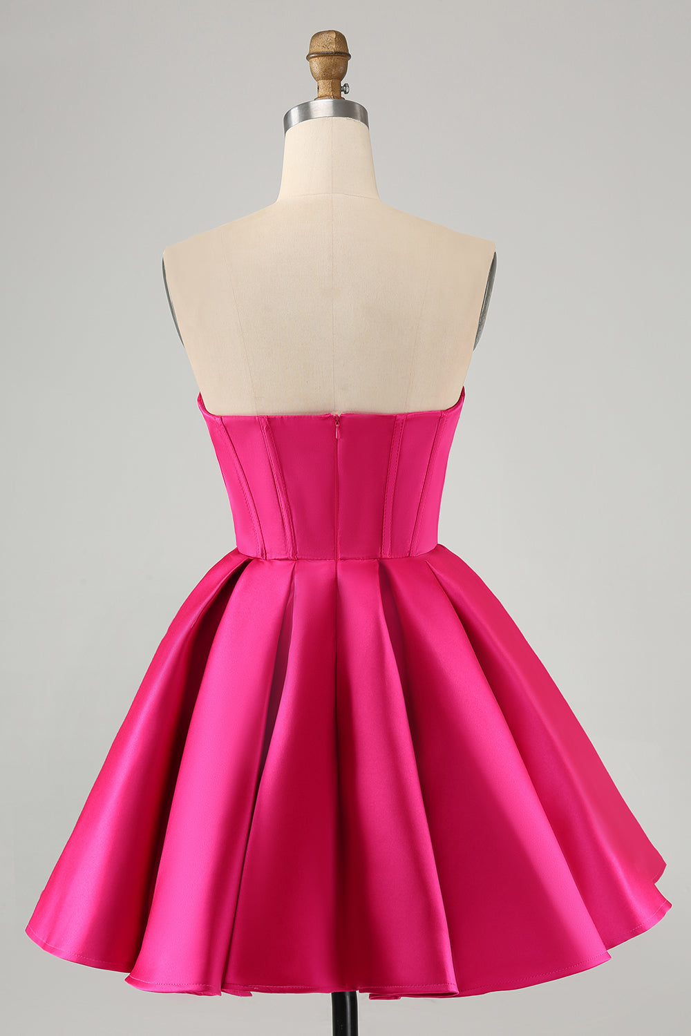 Trendy Fuchsia Homecoming Dresses Corset A Line Strapless Short Cocktail Dresses with Beadings
