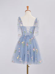 Trendy Homecoming Dress A Line Shoulder straps with Embroidery Short Party Cocktail Dress