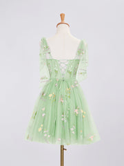 Trendy Homecoming Dress A Line Shoulder straps with Embroidery Short Party Cocktail Dress